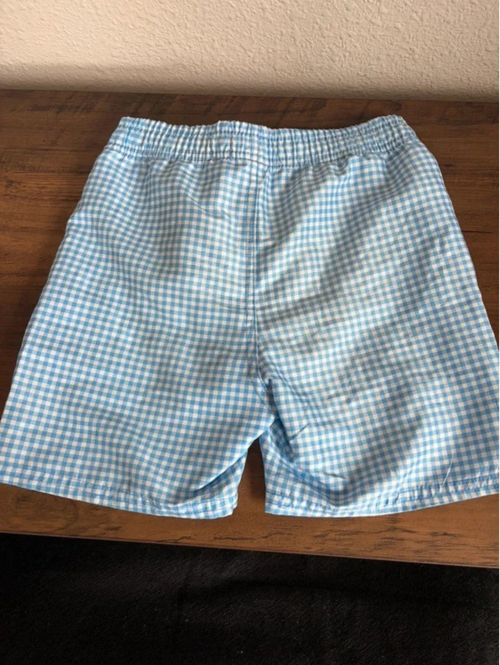 Youth Rugged Butts Blue Gingham Swim Trunks size 6